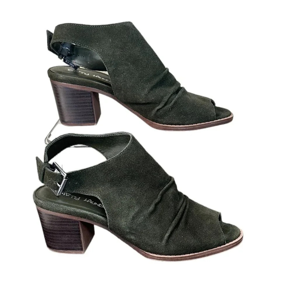 DIRTY LAUNDRY Olive Green Suede Shooties Block Heel - 8